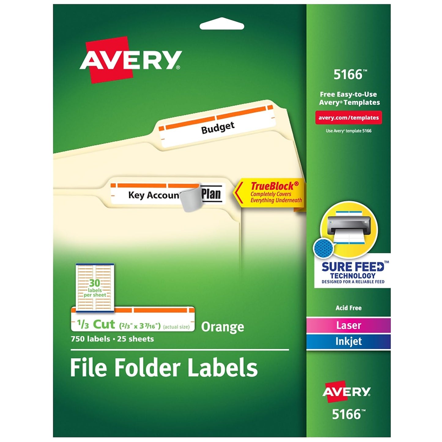 AVERY AVE5166 - Permanent Adhesive Laser/Inkjet File Folder Labels