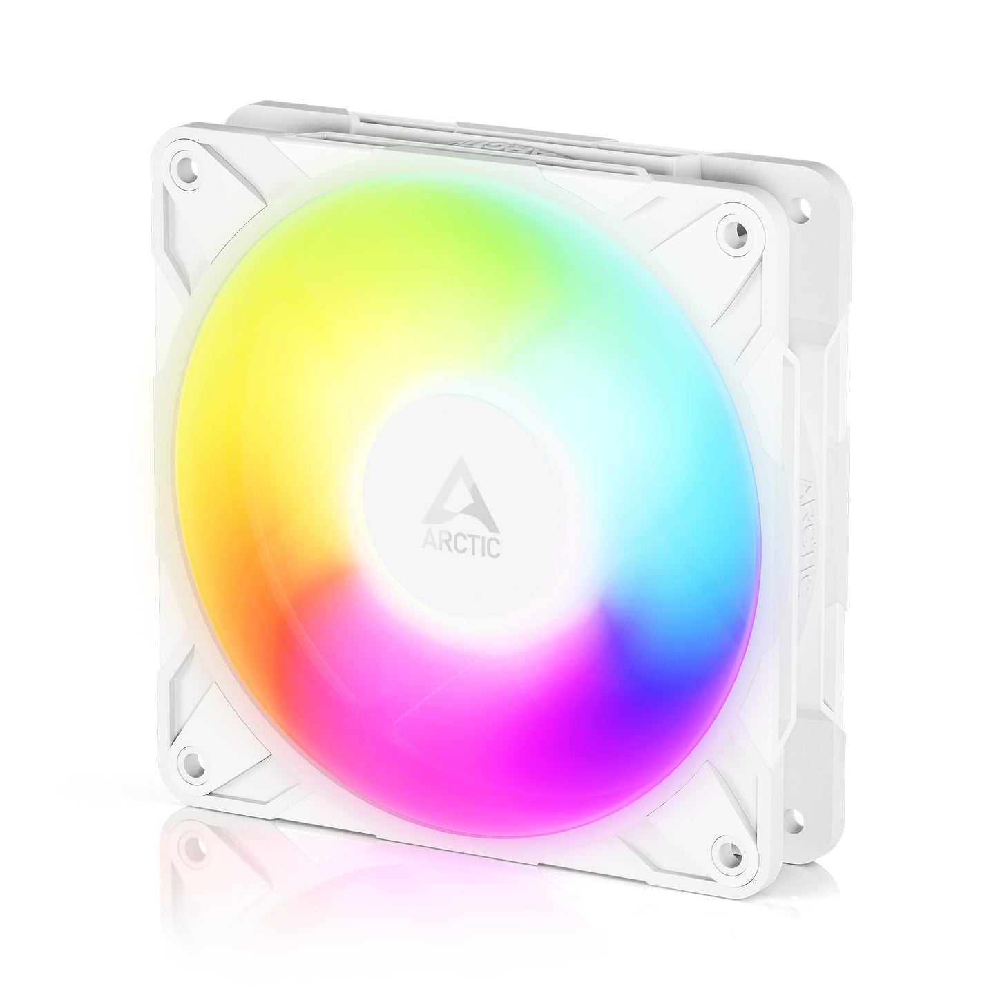 ARCTIC P12 Pro Reverse A-RGB – 120 mm Premium Fan with Reverse Airflow, PWM Fan with Y Cable Splitter, 500-3000 RPM, 0 RPM <5% PWM, 5V Digital RGB, hydrodynamic Bearing, 4-Pin - White