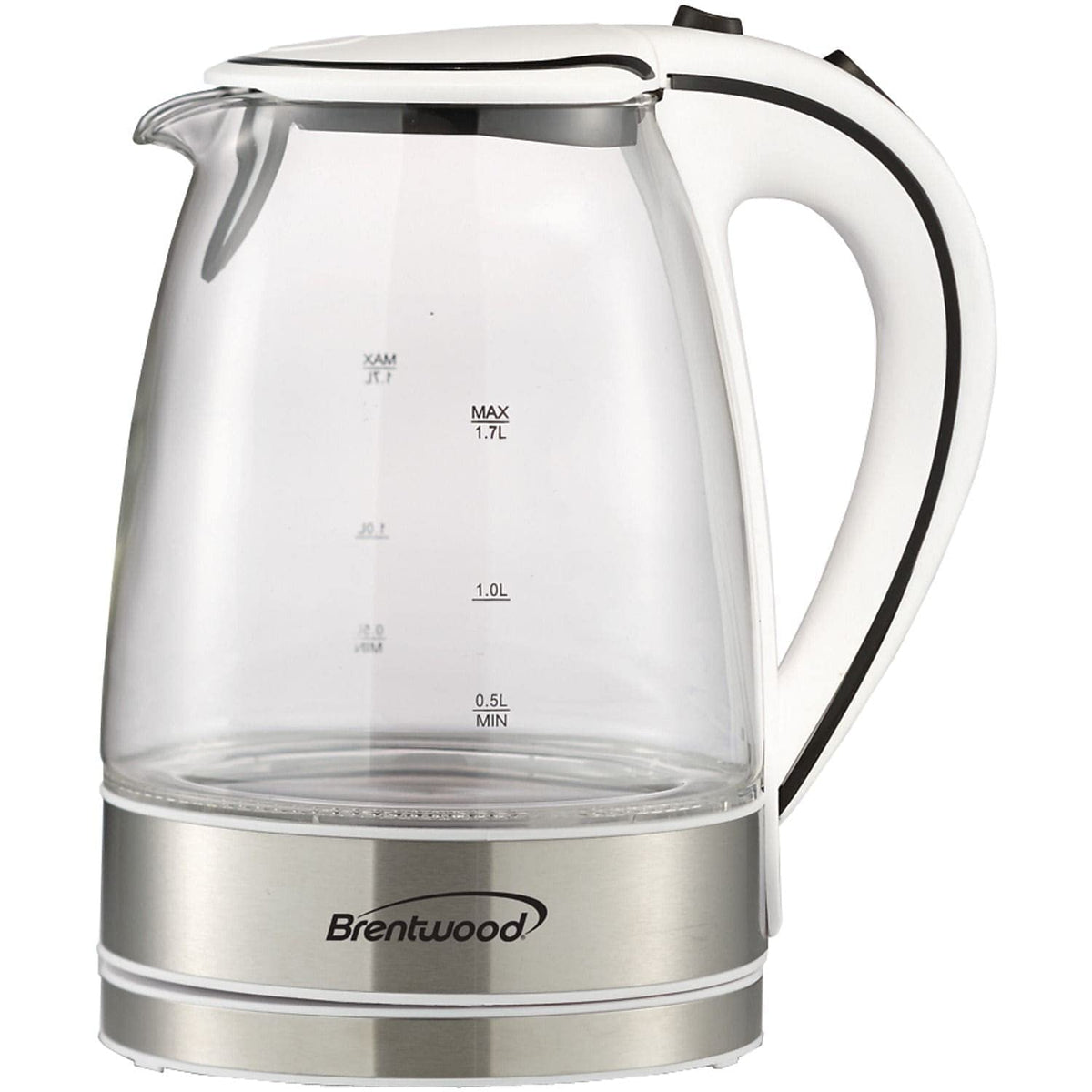Brentwood KT-1900W 1.7L Glass Electric Kettle White