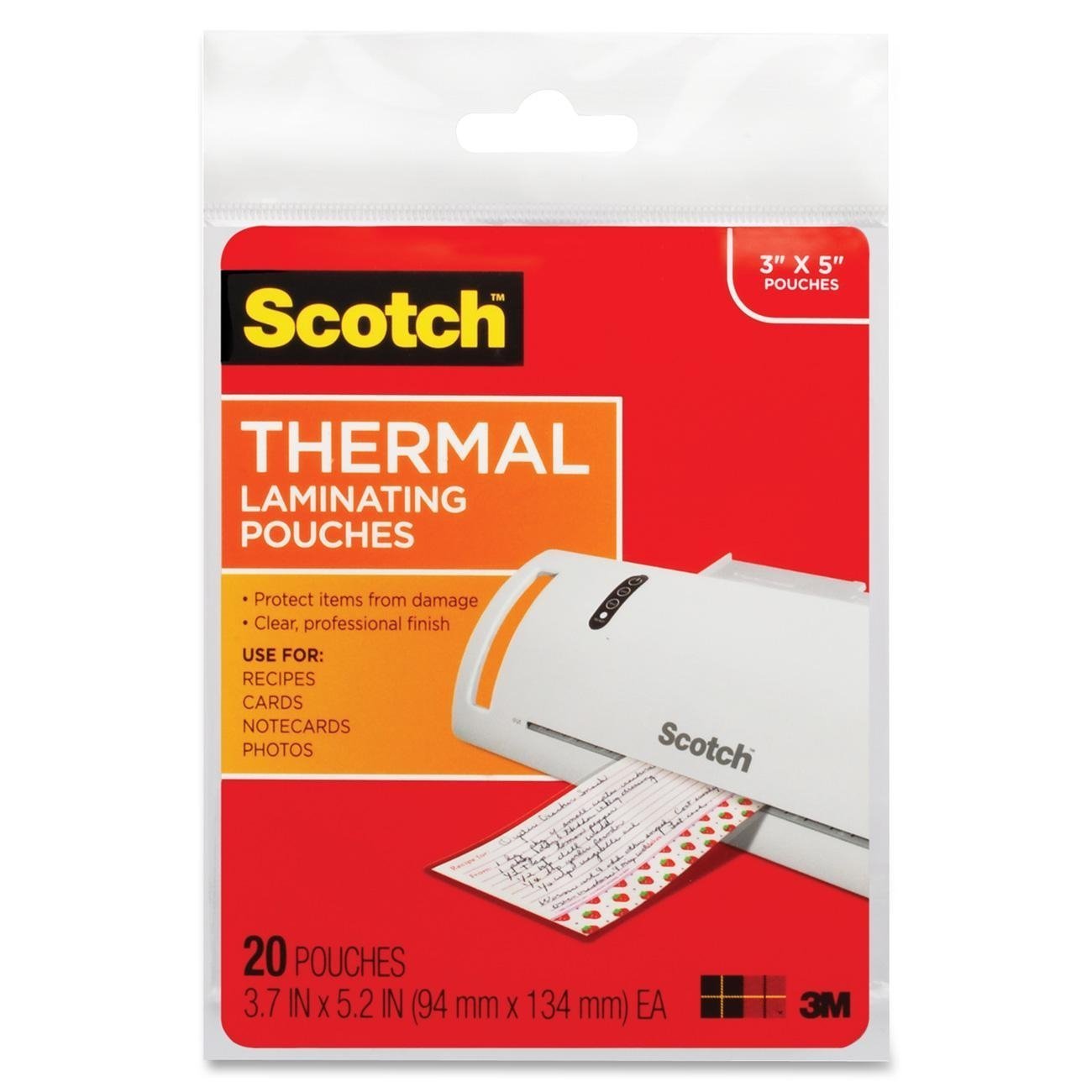 3M Scotch Thermal Laminating Pouches 3.7" x 5.2" 2-Pack