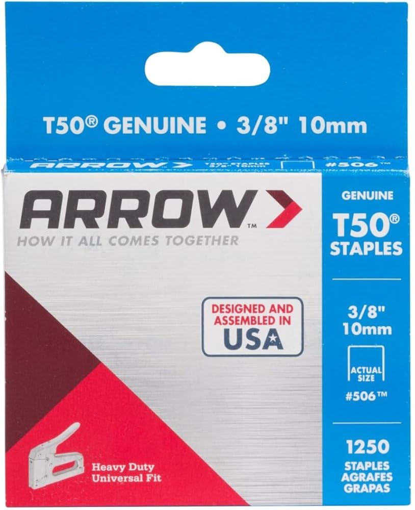 Arrow Fastener 506 Genuine T50 3/8-Inch Staples, 1250-Pack - 3 Pack