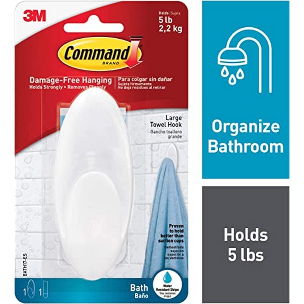 3M Command Large Towel Hook 5 lb, Pack of 3