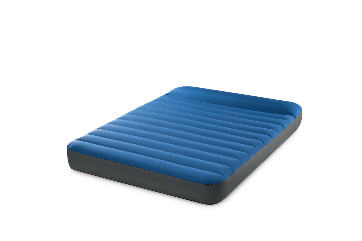 Intex 64012E TruAire Luxury Camping Mattress: Fiber-Tech – Puncture-Resistant Laminate – QuickFill USB Air Pump – 600lb Weight Capacity – Full Size, Blue
