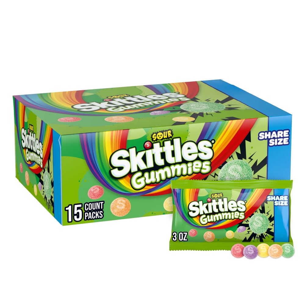 SKITTLES Gummies Sour Share Size 3 oz, 15 Pack