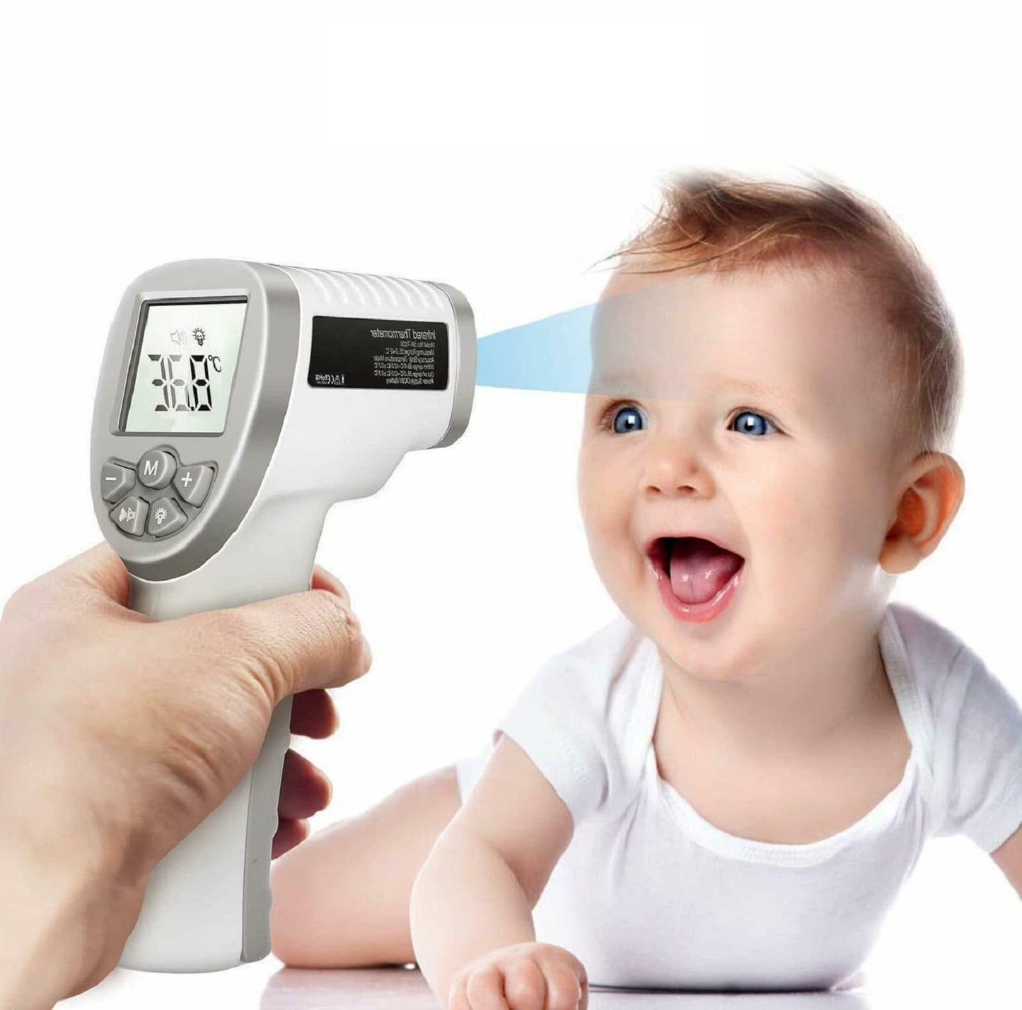 CLOC Non-Contact Infrared Thermometer SK-T008 - Both for Body and Object - Test Celsius & Fahrenheit - Battery Included - White.
