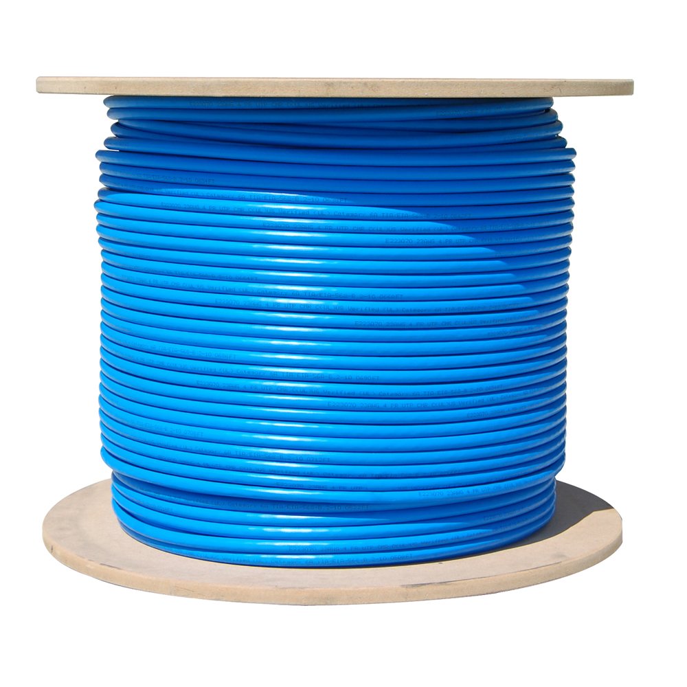 CableWholesale Cat6a 1000ft UTP Solid Copper Ethernet Cable, Blue