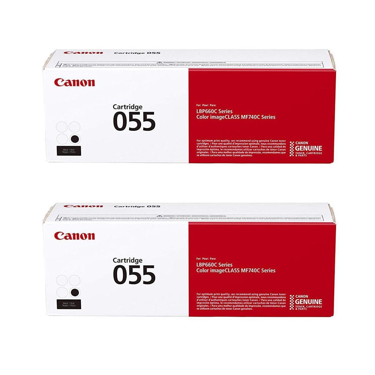 Canon 2 Pack CRG 055 Standard Capacity Toner Cartridge for MF743 & MF741 Printers, Black