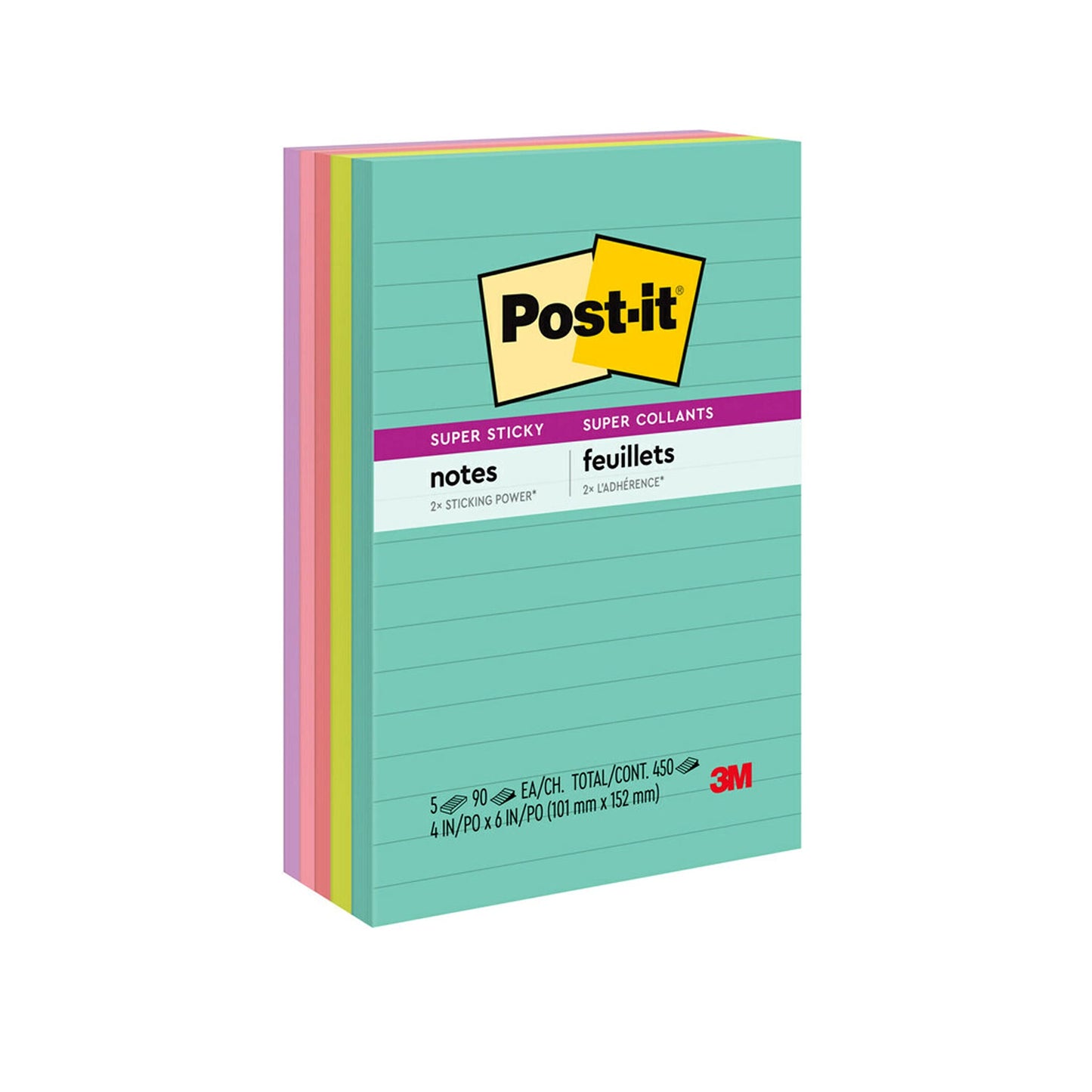 3M Post-it Super Sticky Notes 4x6in 660-5SSMIA 12-Pack