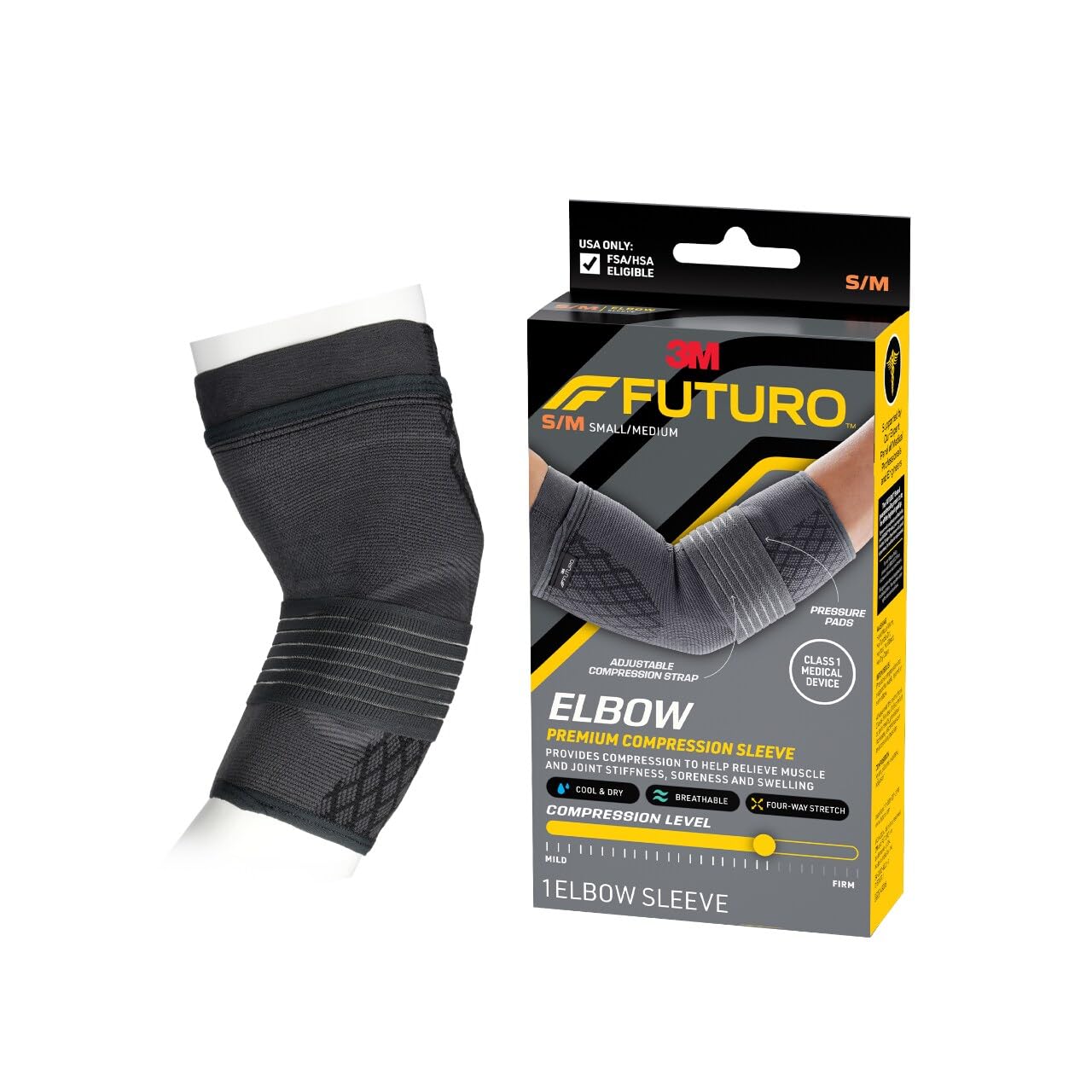 3M FUTURO Premium Compression Elbow Sleeve S/M