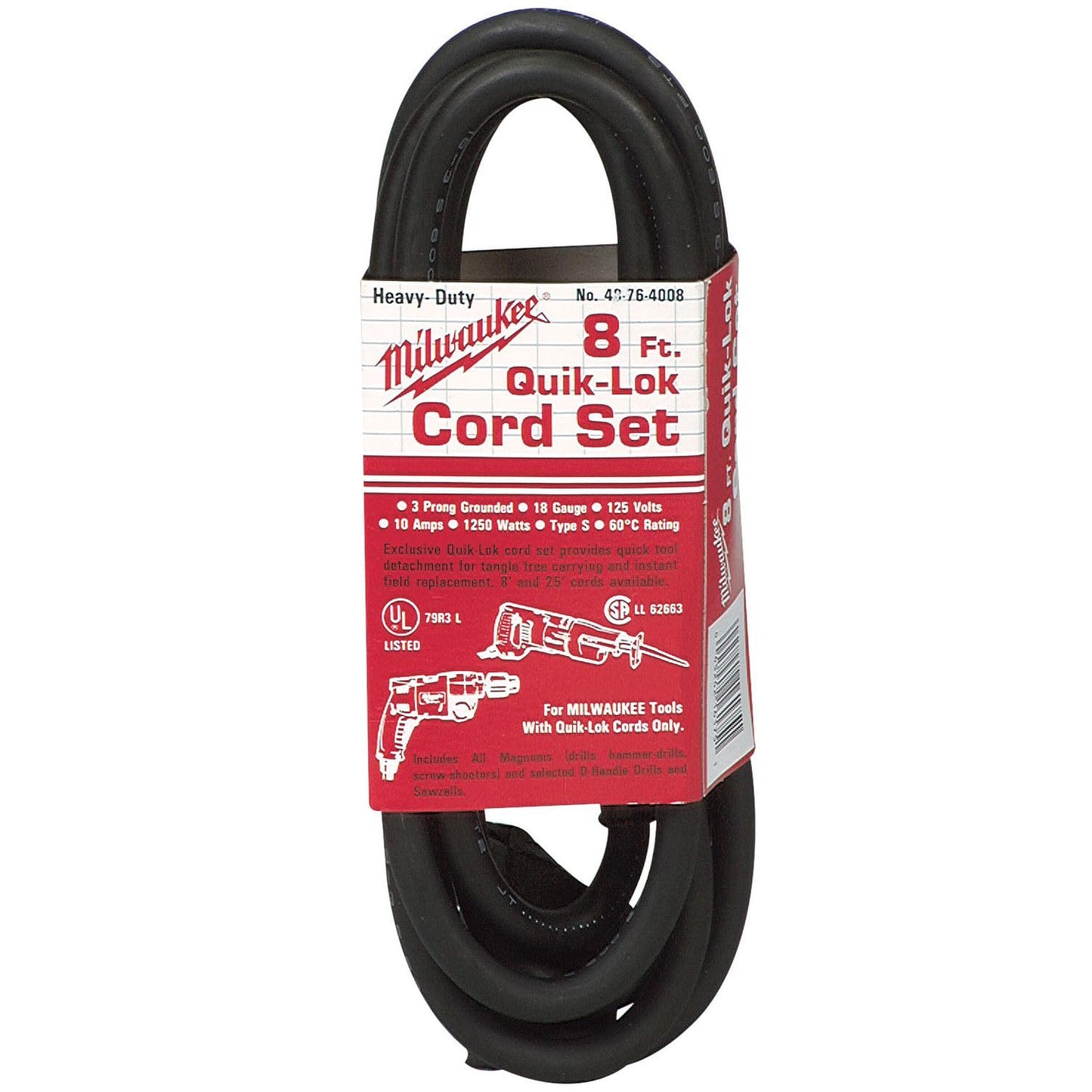 MILWAUKEE CORD SET QUIK-LOK 8'