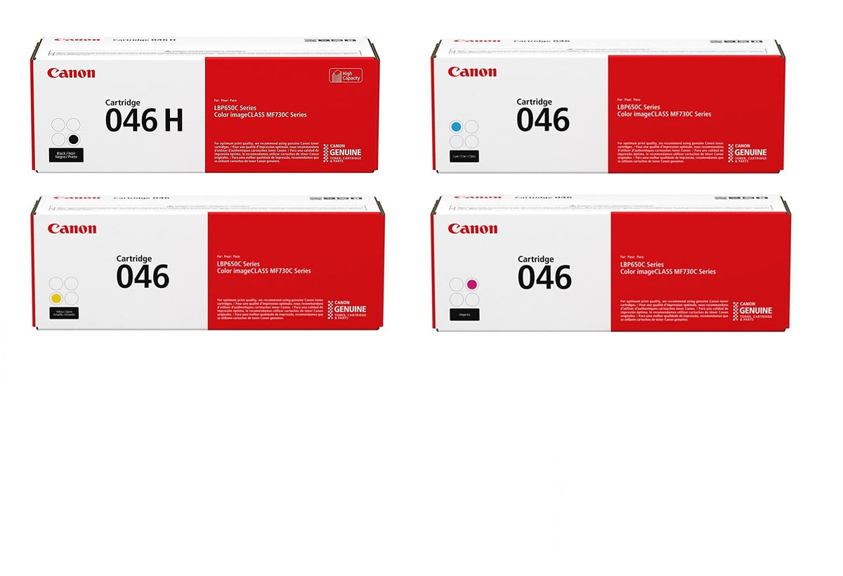 Canon 046 Laser Toner Cartridge Bundle (Black, Yellow, Magenta, Cyan) in Retail Packaging