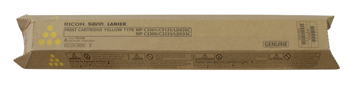 Ricoh Aficio MPC3001 Sd Yld Yellow Toner Yield 16,000