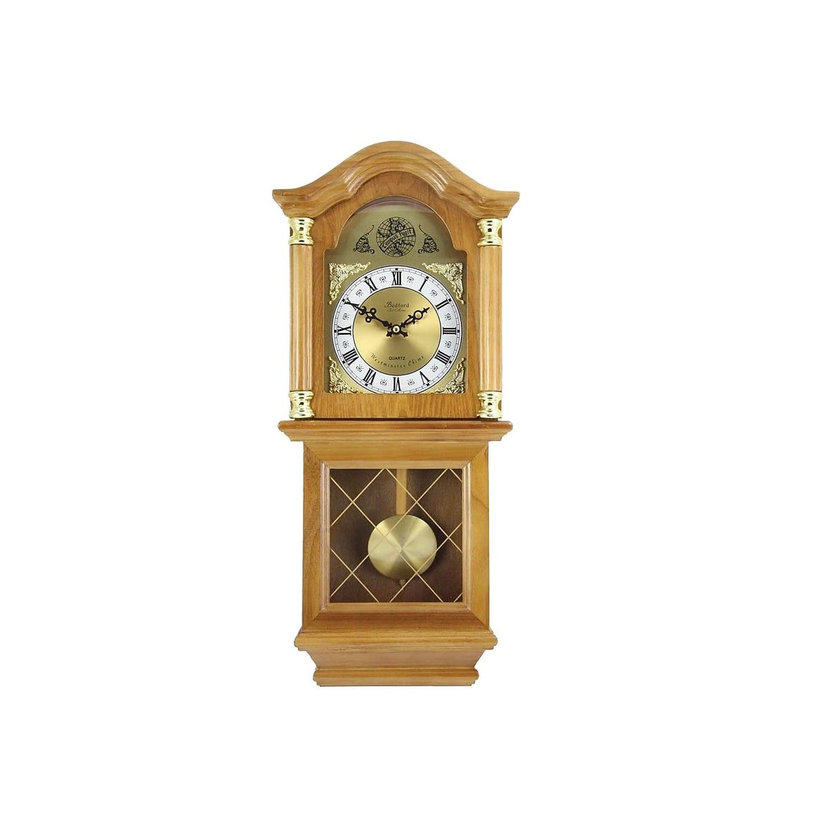 Bedford Classic Chiming Wall Clock, Golden Oak, 6.5" Face