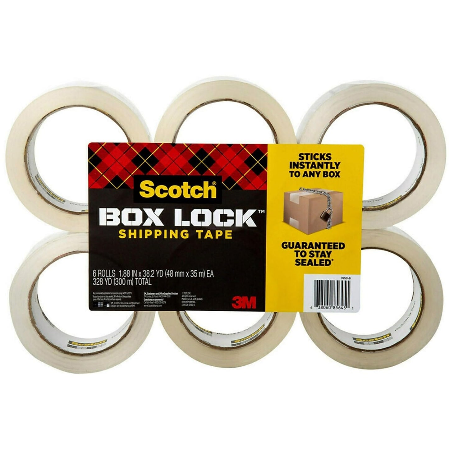 3M Scotch Shipping Packaging Tape 3950S-6 6 Pack