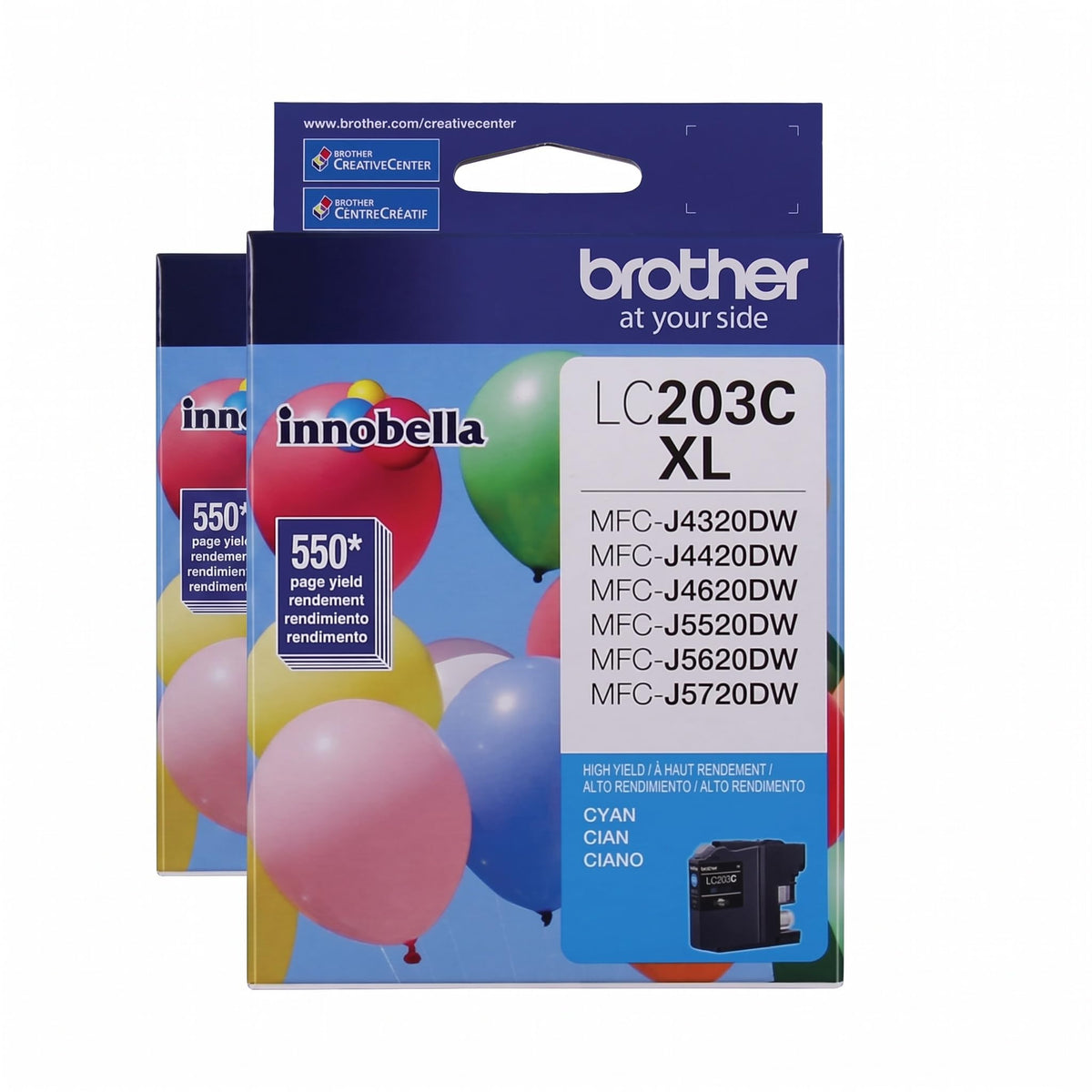 Brother Printer LC203C High Yield Ink Cartridge, Cyan (Pack of 2)
