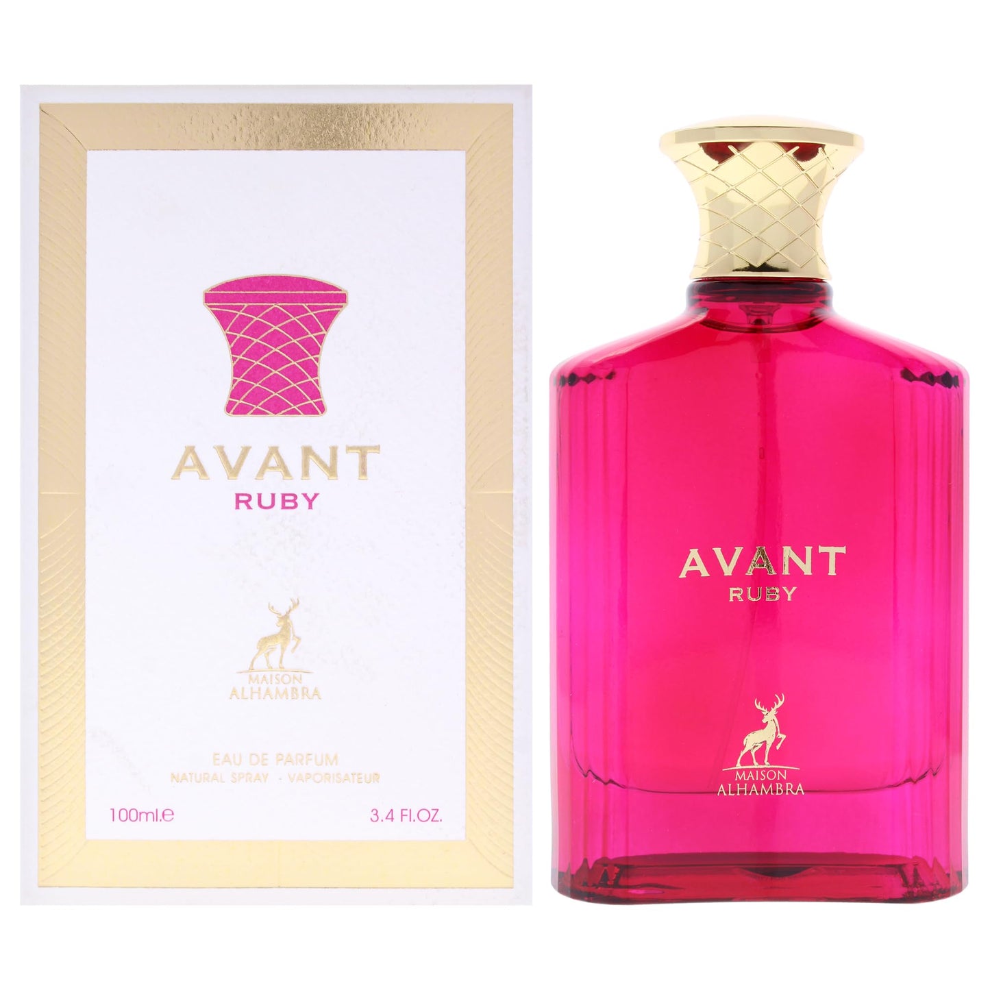 Maison Alhambra Avant Ruby – Fruity, Floral, Musky, Powdery – Eau de Parfum Spray Long-Lasting Fragrance for Women, 3.4 Ounce / 100 ml