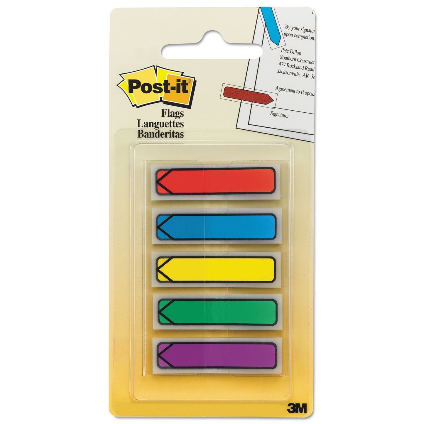Post-it 684ARR1 Arrow 1/2-Inch Page Flags, Blue/Green/Purple/Red/Yellow, 20/Color, 100/Pack