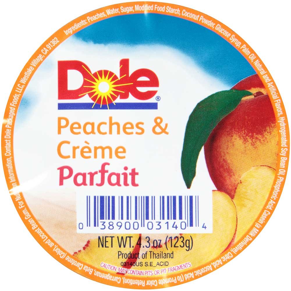 DOLE Peach & Creme Yogurt Parfait 4.3oz 36-Pack