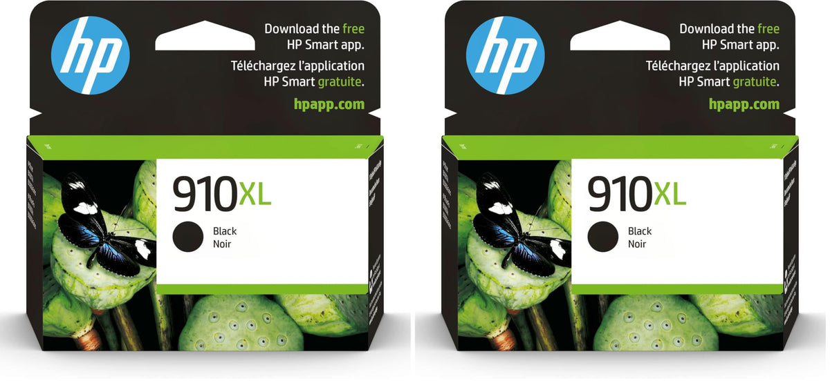HP 910XL Black High-Yield Ink Cartridge | Works with OfficeJet 8010, 8020 Series, OfficeJet Pro 8020, 8030 Series | Eligible for Instant Ink | 3YL65AN (Pack of 2)