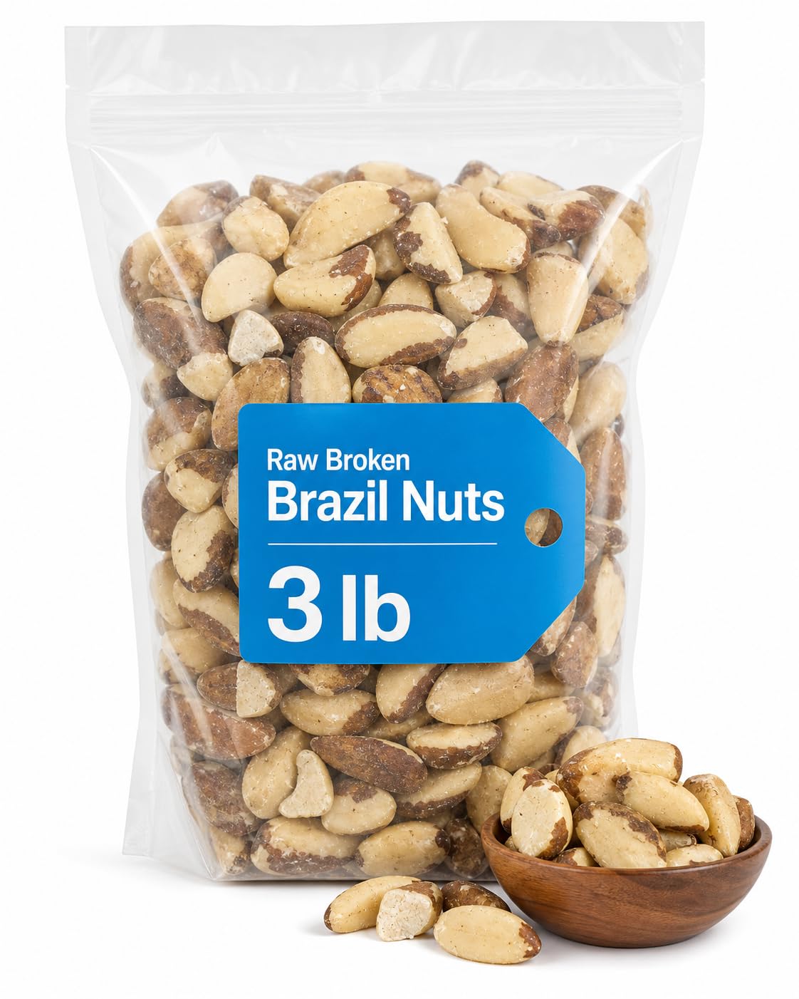 Raw Broken Brazil Nuts, 3 lb, Wild Harvested, Non-GMO, Kosher