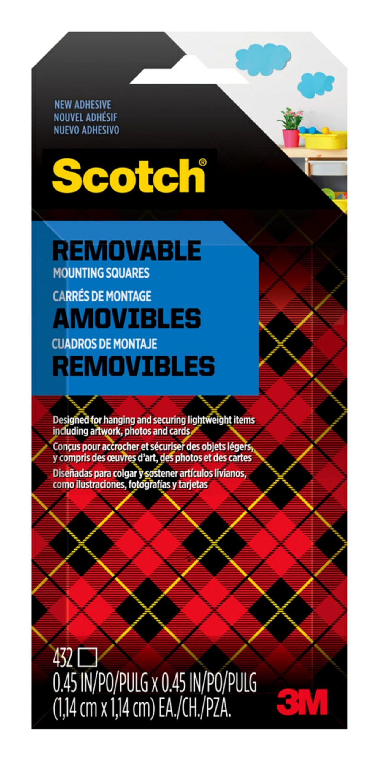 Scotch Removable Wall Mounting Tabs, .75" x .5", 480 Tabs (7225)