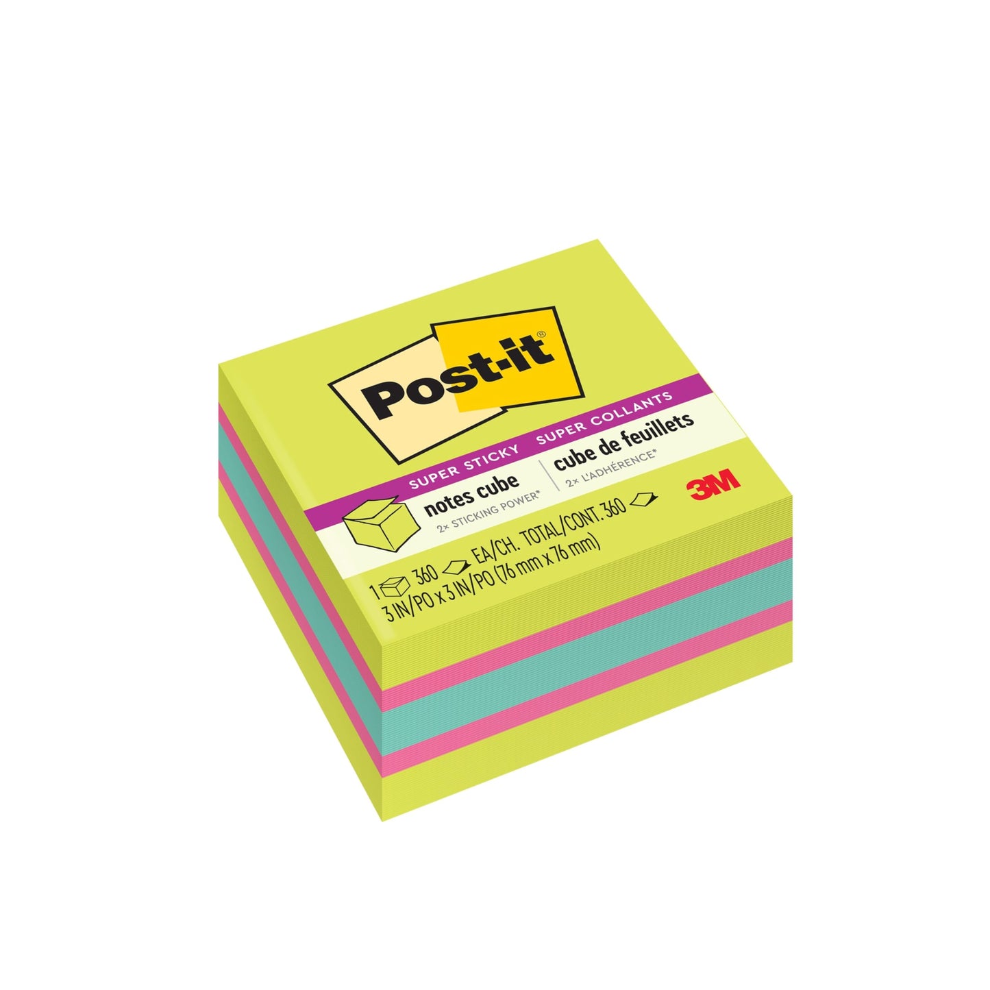 Post-it Notes Cube Notes, 3" x 3", Aqua, Pad of 360 Sheets