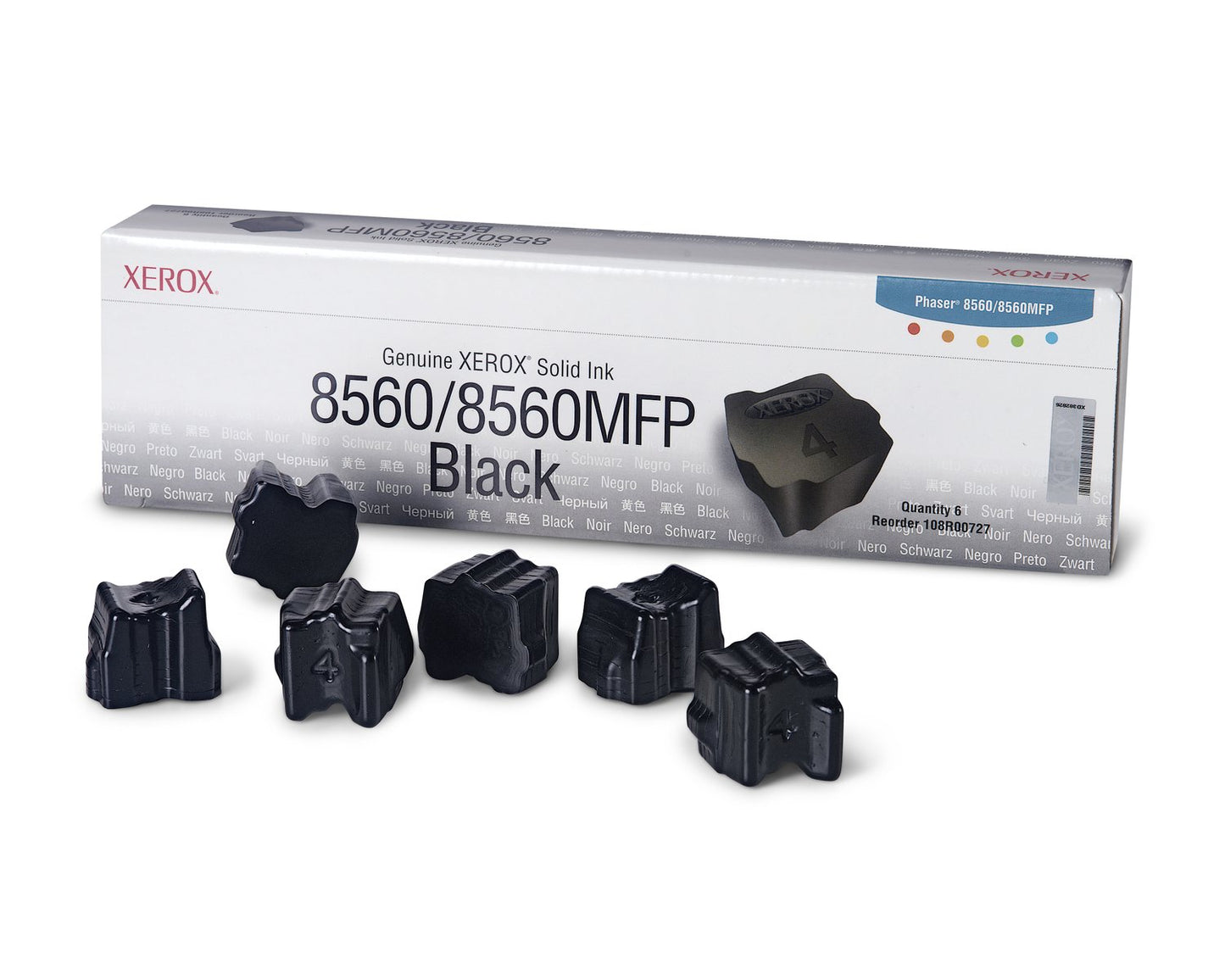 Xerox 108R00727 (6 Black/Box) Solid OEM Genuine Ink/Inkjet (6,800 Yield) - Retail
