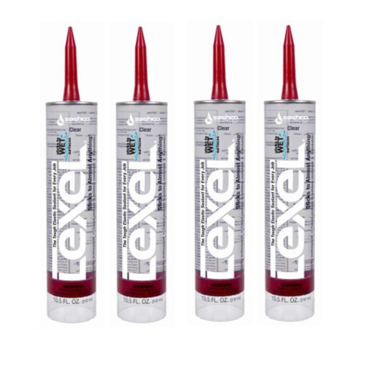 Sashco 13010 10.5oz Sashco Sealants Clear Lexel Adhesive Caulk, 10.5-Ounce - 4 Pack