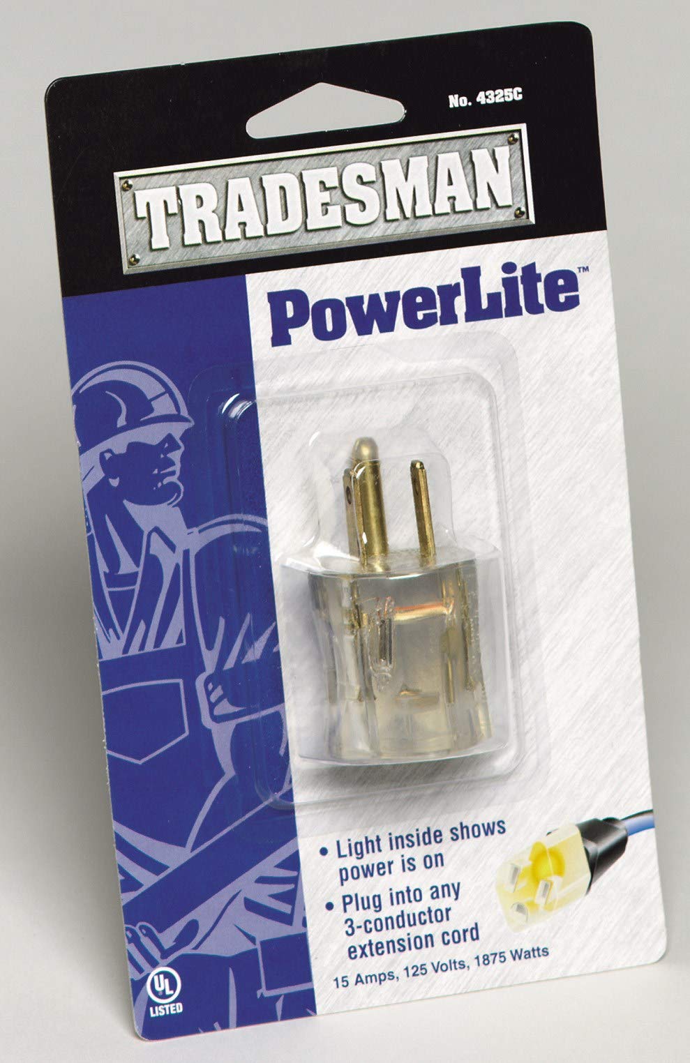 Woods Tradesman 4325c Adapter Plug with Lighted End (15-Amp, Clear), 1-Outlet