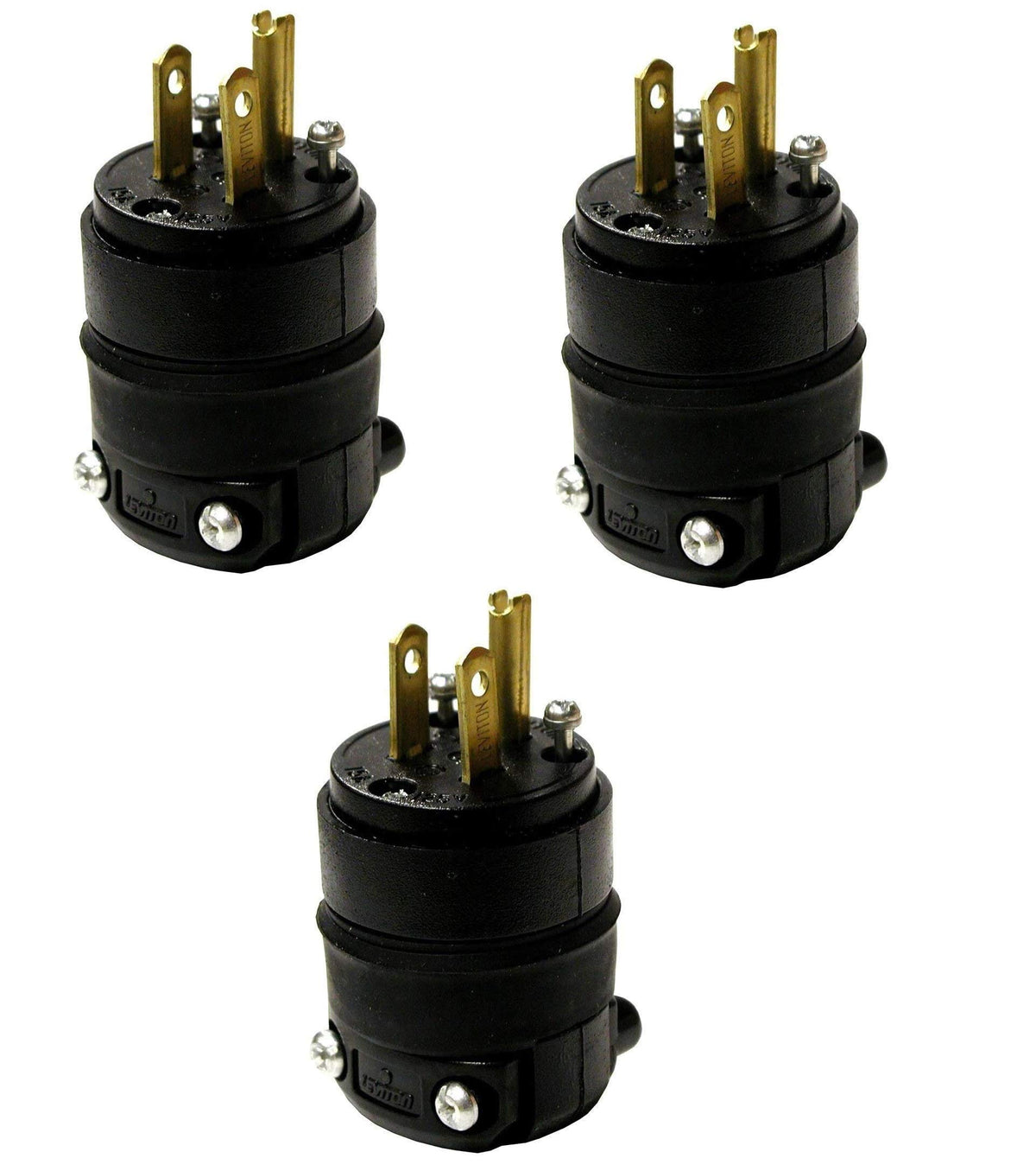 Leviton 15A 125V NEMA 5-15 Rubber Plug 3-Pack