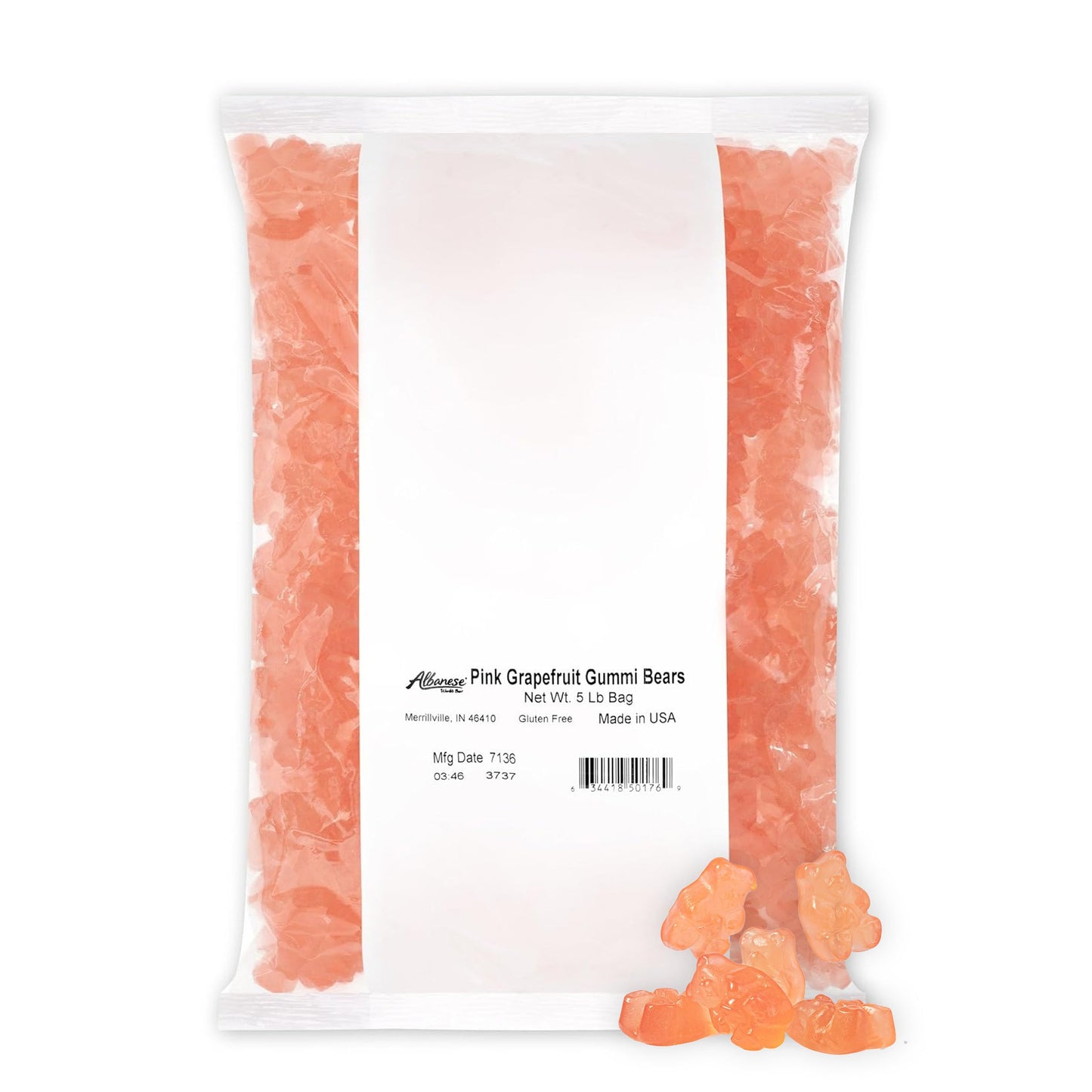 Confectionery Pink Grapefruit Gummi Bears, 5 Pound Bag 628200