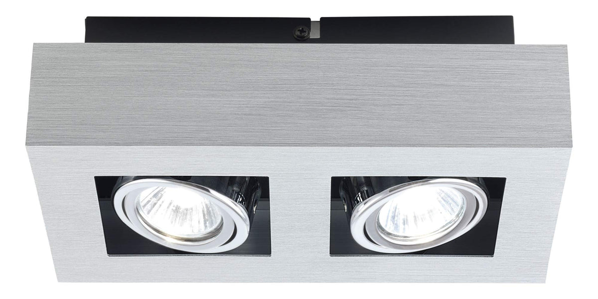 Eglo 89076A 2x35W Ceiling Track Light with Brushed Aluminum, Black & Chrome Finish