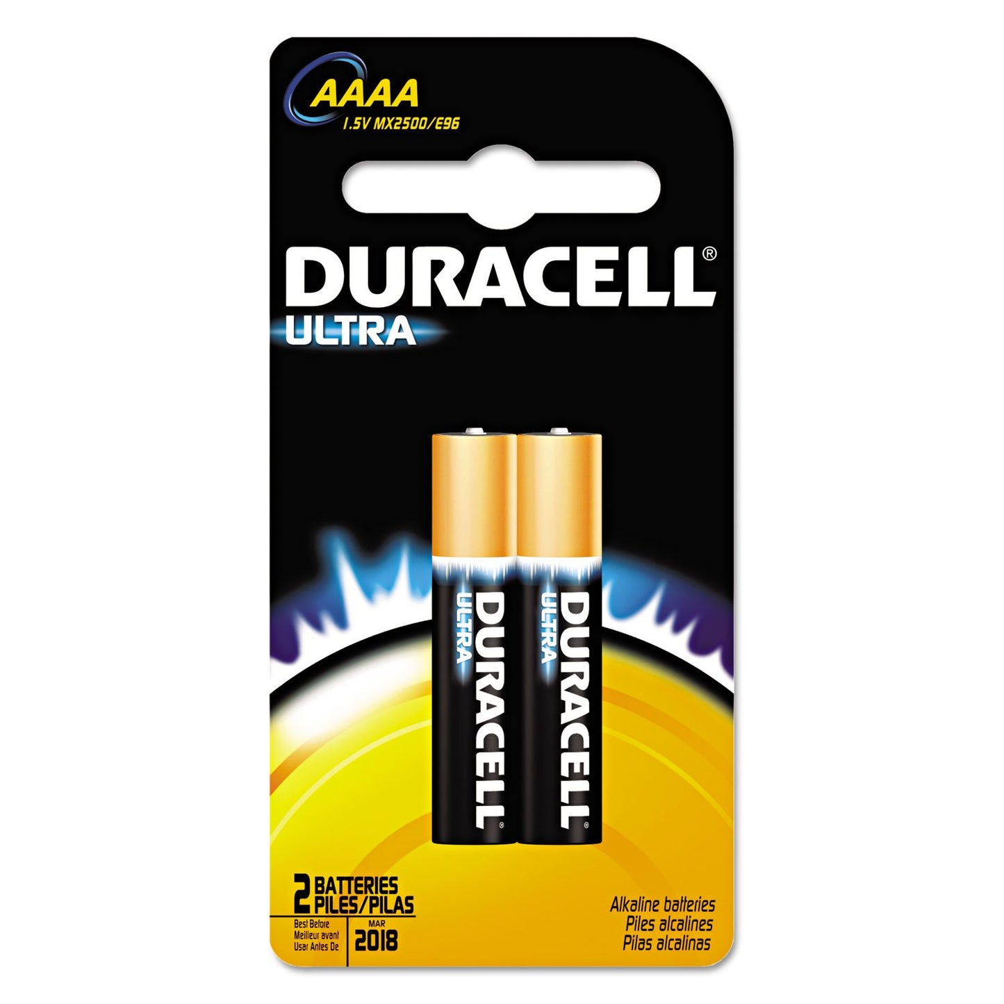Duracell Ultra Power Alkaline Batteries w/Duralock Power Preserve Technology, AAAA, 2/Pk