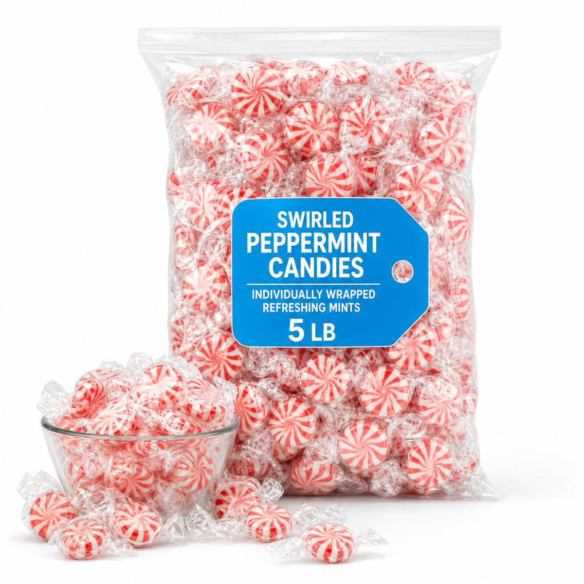 Colombina Starlight Swirled Mints, Individually Wrapped Refreshing Mints, Ideal Peppermint Candies for Sharing, Candy Dishes and Holidays (5 Lbs)