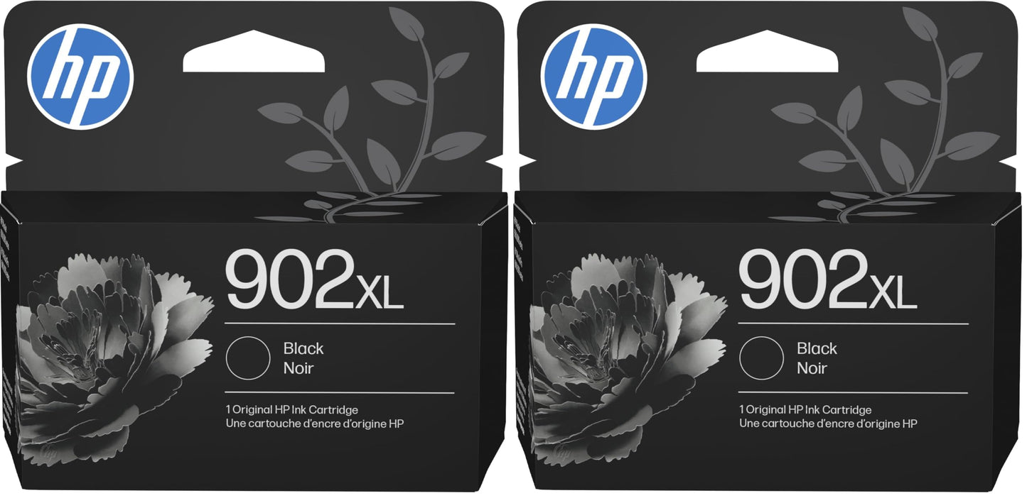 HP 902XL Black High-Yield Ink Cartridge Printers | Works with Printer Series: OfficeJet 6954, 6958, 6962, OfficeJet Pro 6968, 6975, 6978 | Eligible for Instant Ink | T6M14AN (Pack of 2)