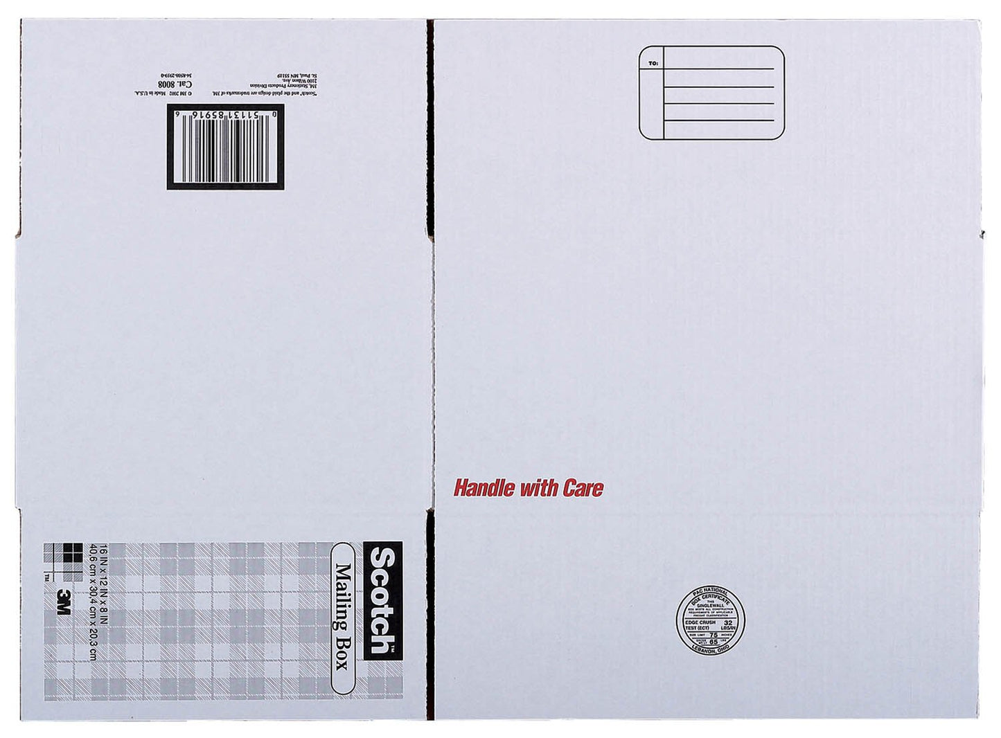 3M Scotch Mailing Box Size E 16x12x8 White