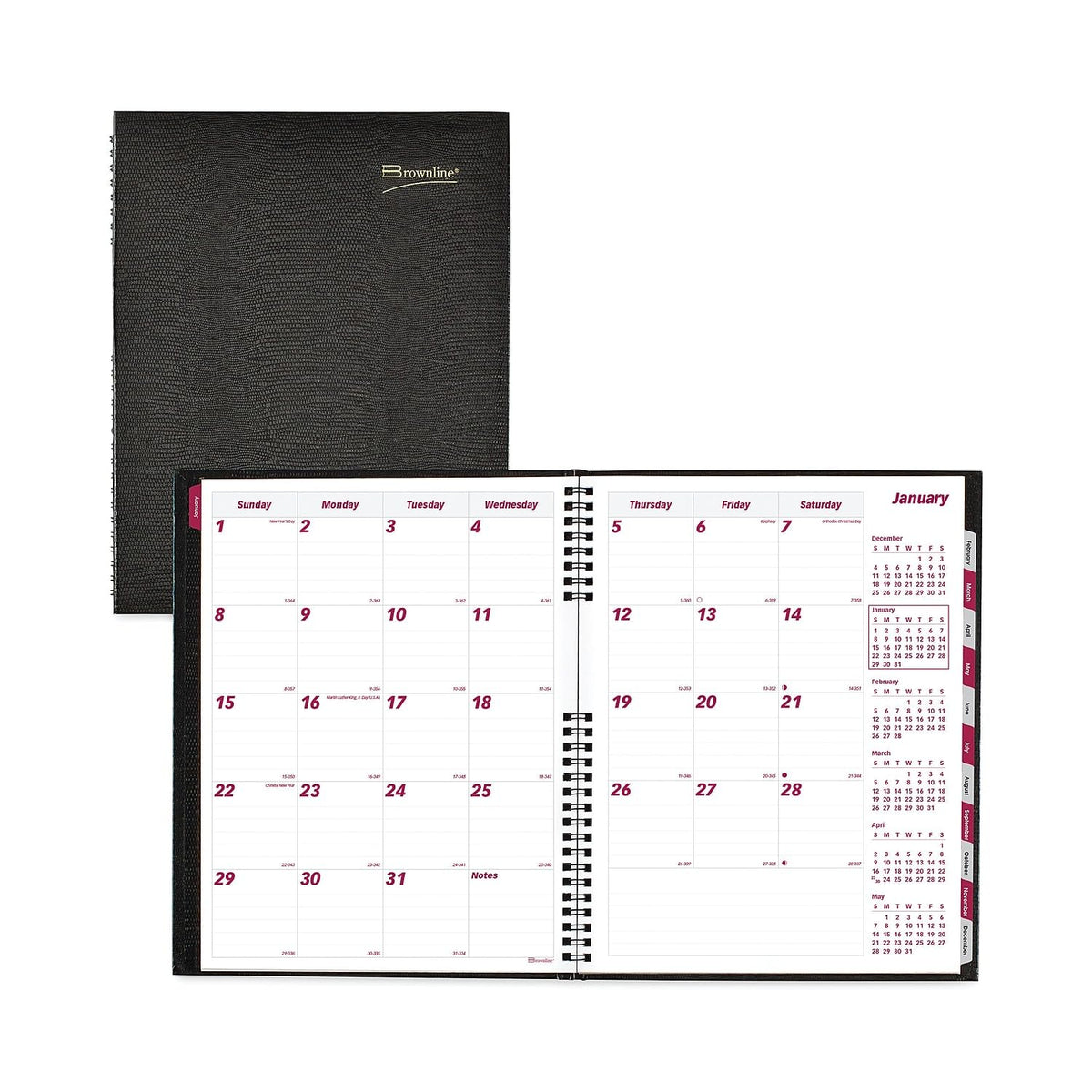 Brownline® 2026 CoilPro™ Monthly Planner, 14 Months, December 2025 to January 2027, Twin-Wire Binding, 11" x 8.5", Black (CB1262C.BLK-26)
