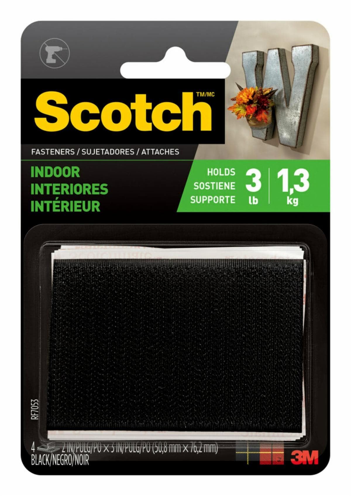 3M Scotch Multi-Purpose Fasteners 2x3 in Black