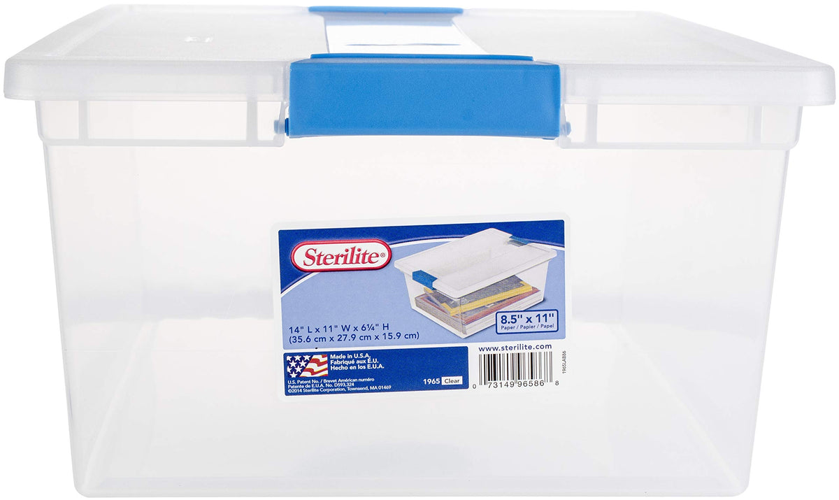 Triplenet Pricing Deep Clip Box, Stackable Small Storage Bin with Latching Lid, Plastic Container to Organize Paper, Office, Home, Clear Base and Lid, 1-Pack 19658604