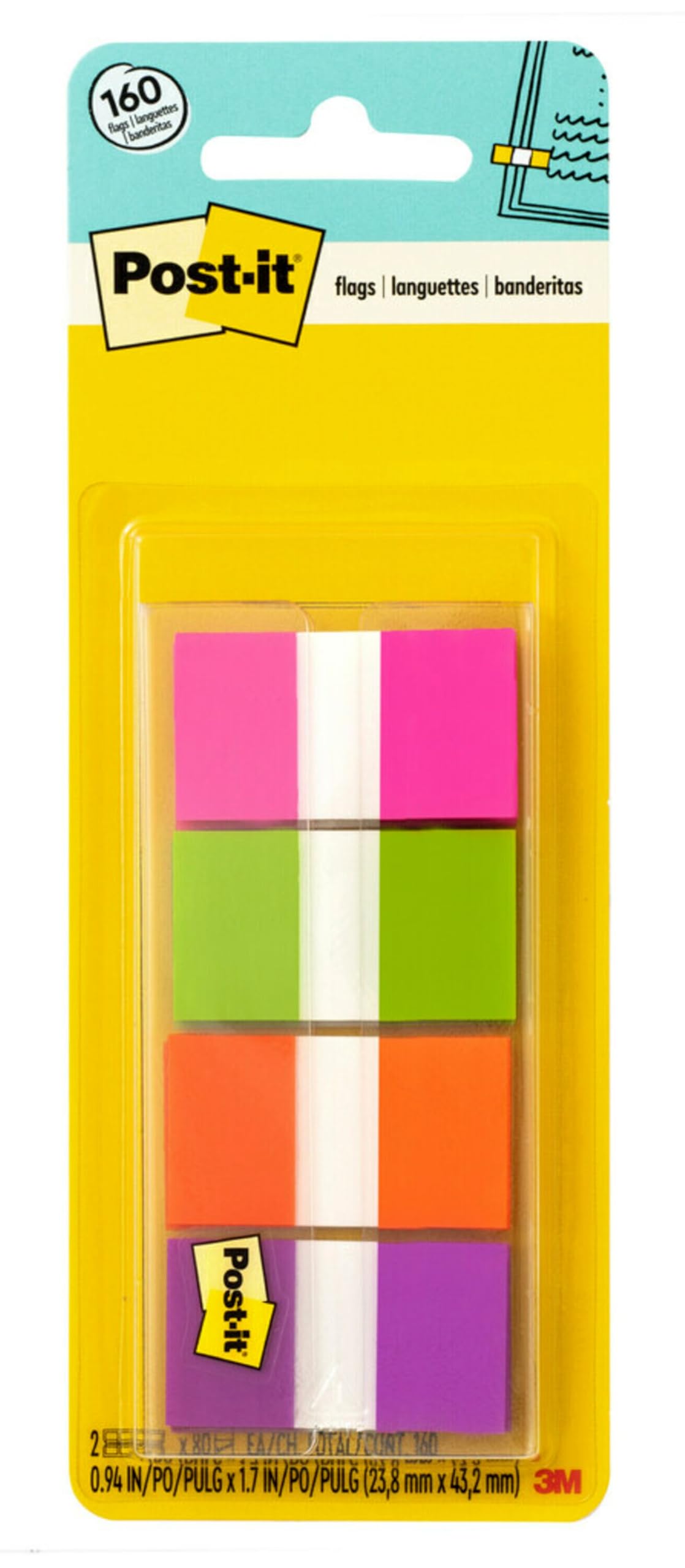 Post-it Flags in Portable Dispenser, Assorted, 160 Flags/Dispenser
