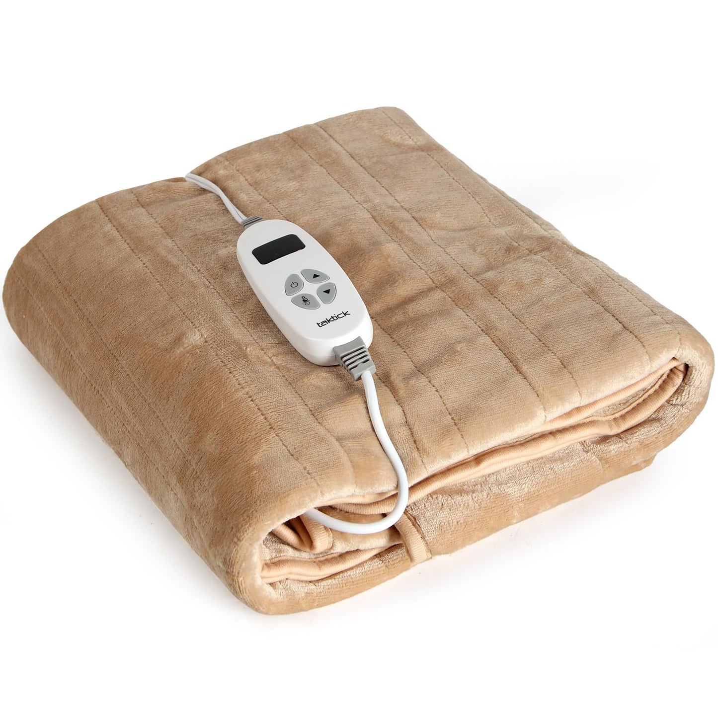 TAKTICK Electric Heated Throw Blanket, 50x60 Inch Size for Ultimate Comfort, Stay Warm and Cozy with This Heated Throw Blanket, Perfect Electric Blanket for Chilly Nights (Beige)