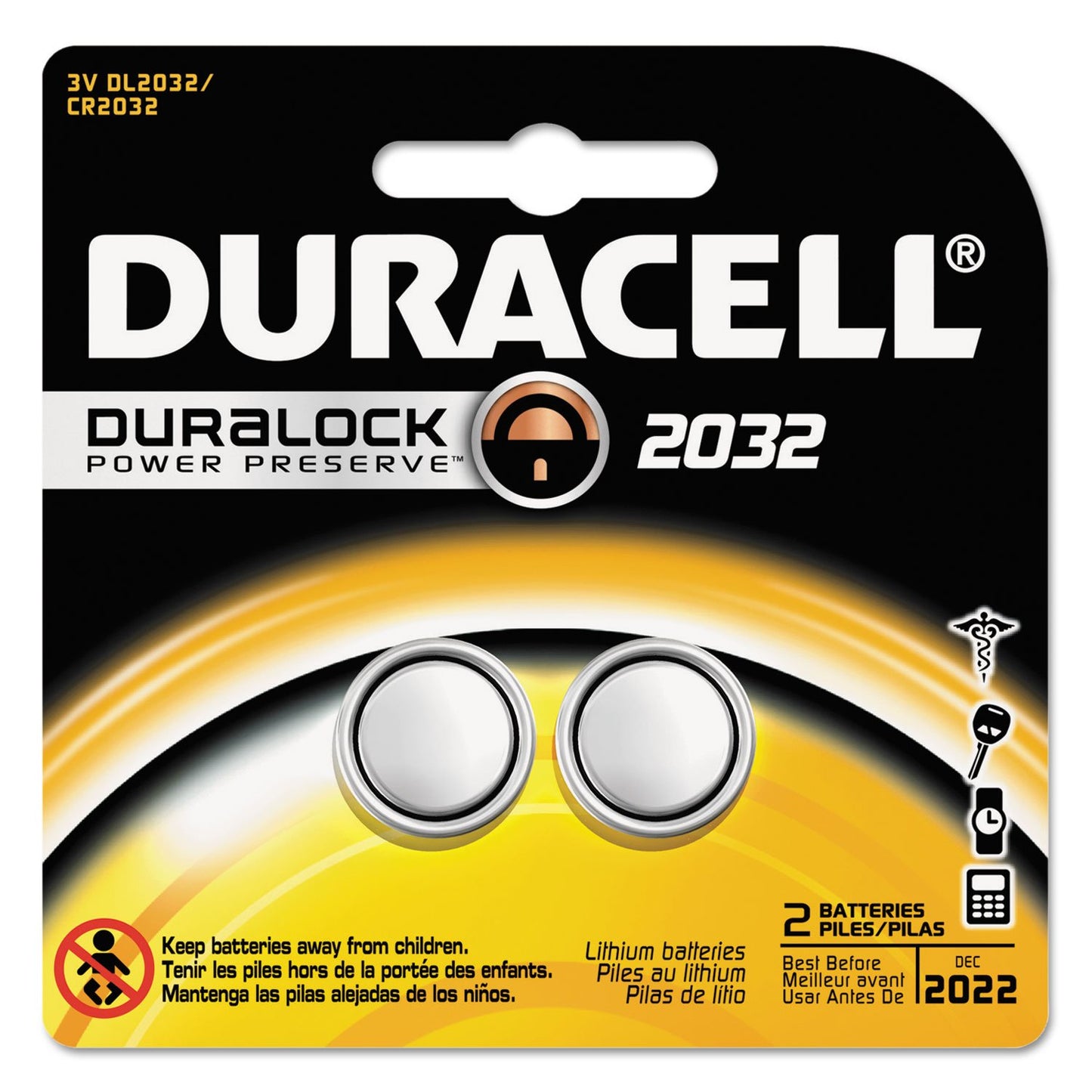 Duracell DL2032 Lithium Battery 3V 2-Pack