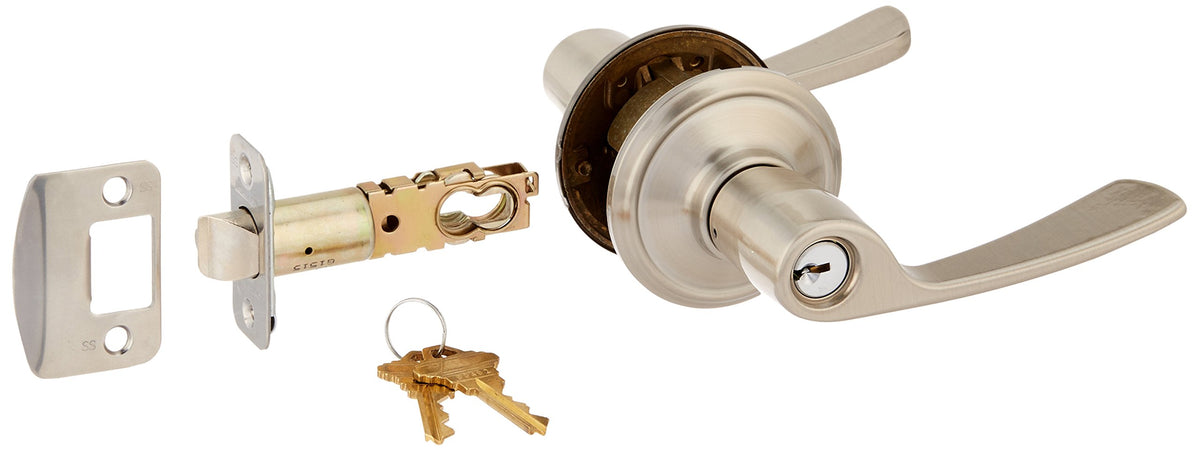 Schlage F51A Merano Keyed Entry Door Lever, Satin Nickel