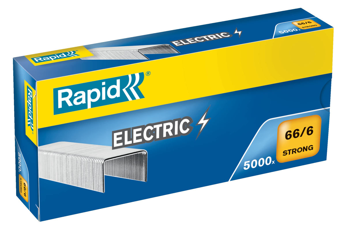 Rapid 66/6mm Strong Staples, for Stapling up to 20 Sheets, Use with Electric Staplers, Galvanised Wire, Box of 5000, 24867800