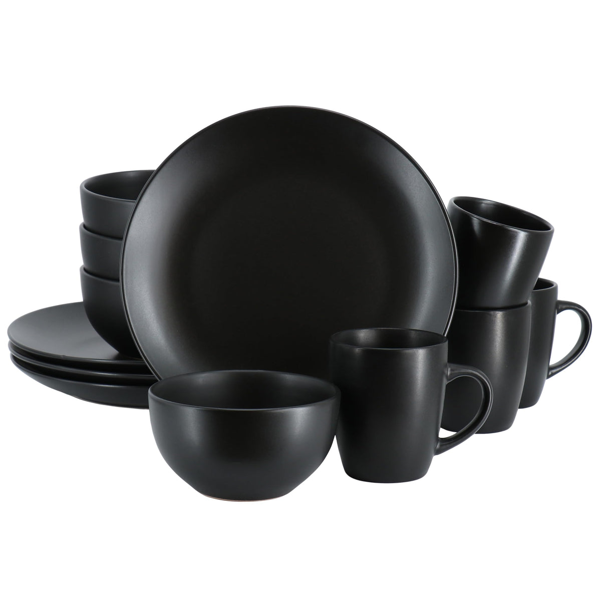 Gibson Home Everyday Plus 12-Piece Dinnerware Set Black