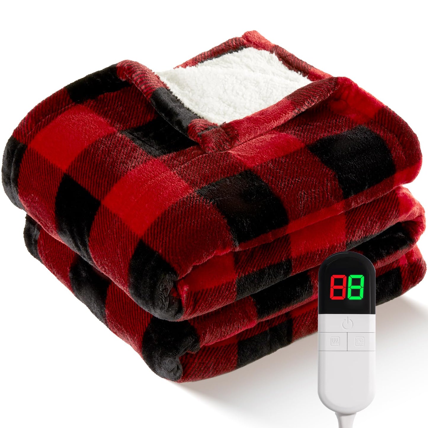 CANNON Fleece Plaid 50" x 60" Throw Red Plaid