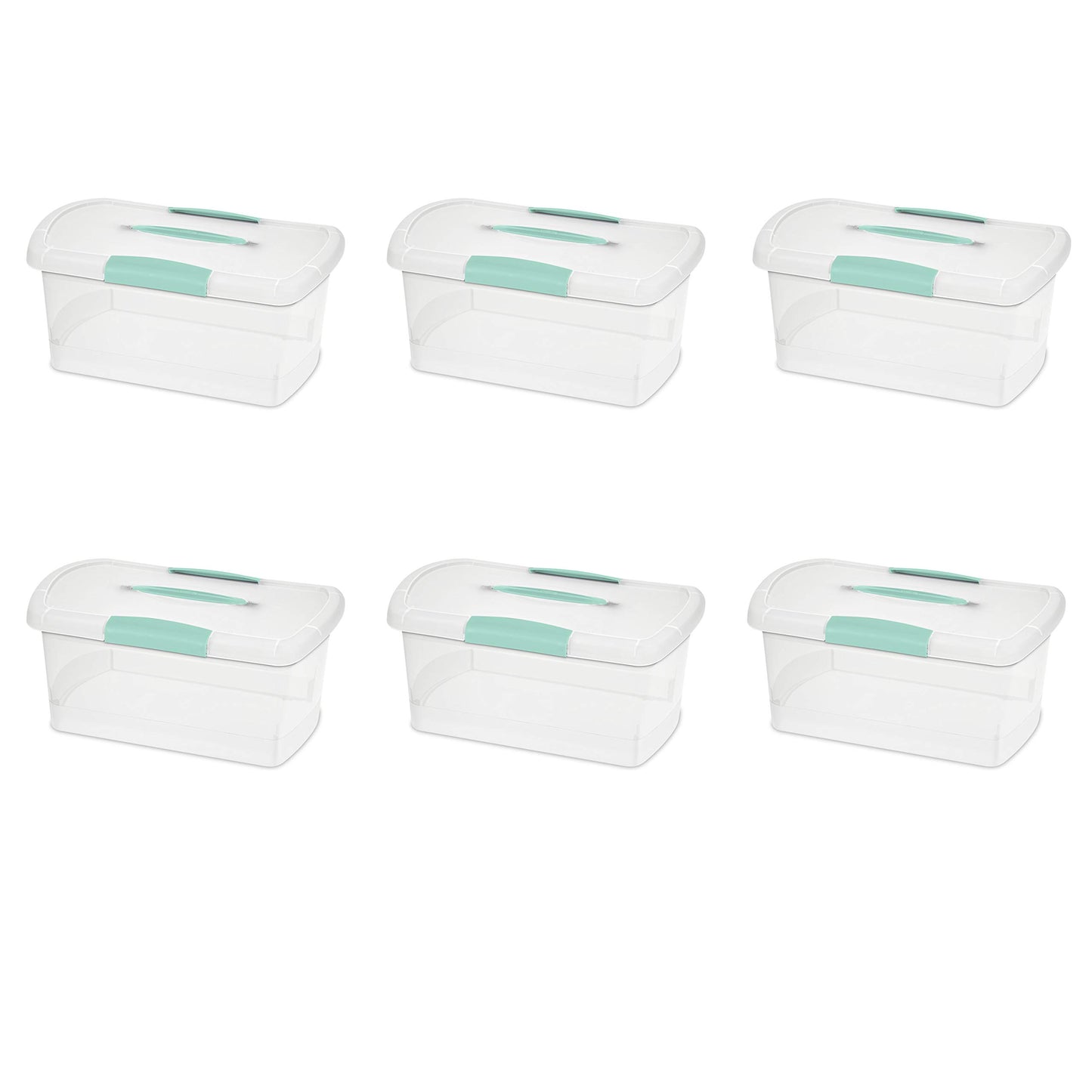 Sterilite 6 Pack Stackable Storage Bin with Latch Lid, Medium Nesting ShowOffs, Clear