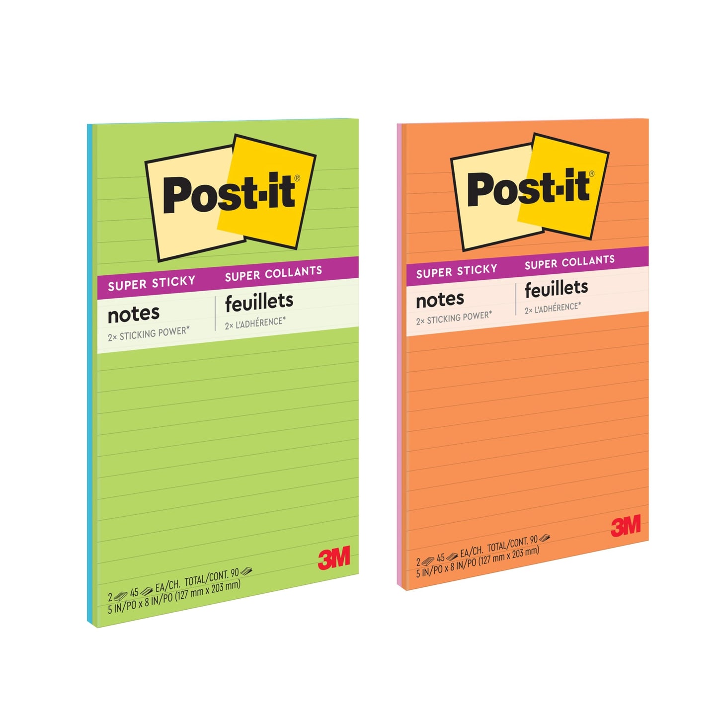 3M Post-it Super Sticky Notes 5 x 8 Lined Pads