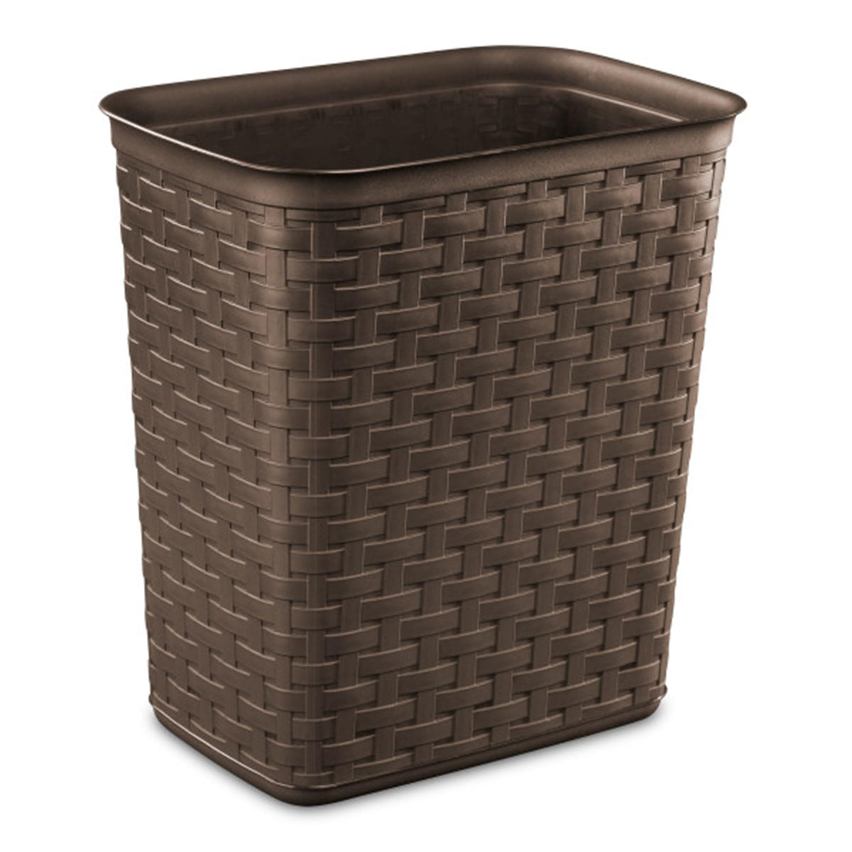 Sterilite 3.4 Gallon Weave Wastebasket, Small, Decorative Trash Can for The Bathroom, Bedroom, Dorm Room, or Office, Espresso Brown, 6-Pack