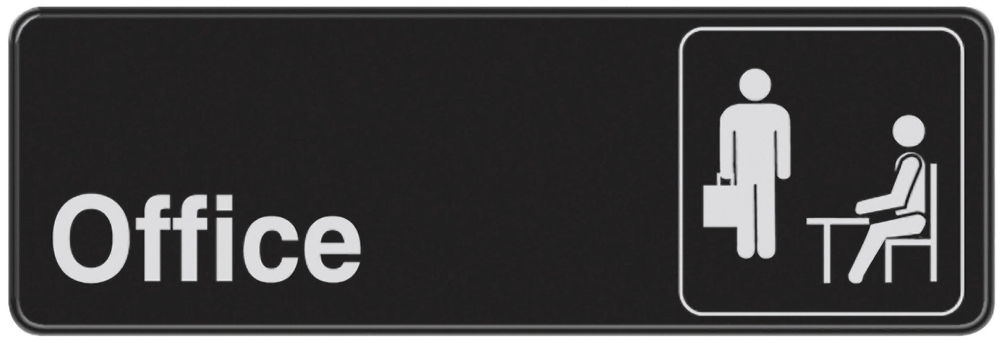 HILLMAN OFFICE SIGN BLK 3X9"